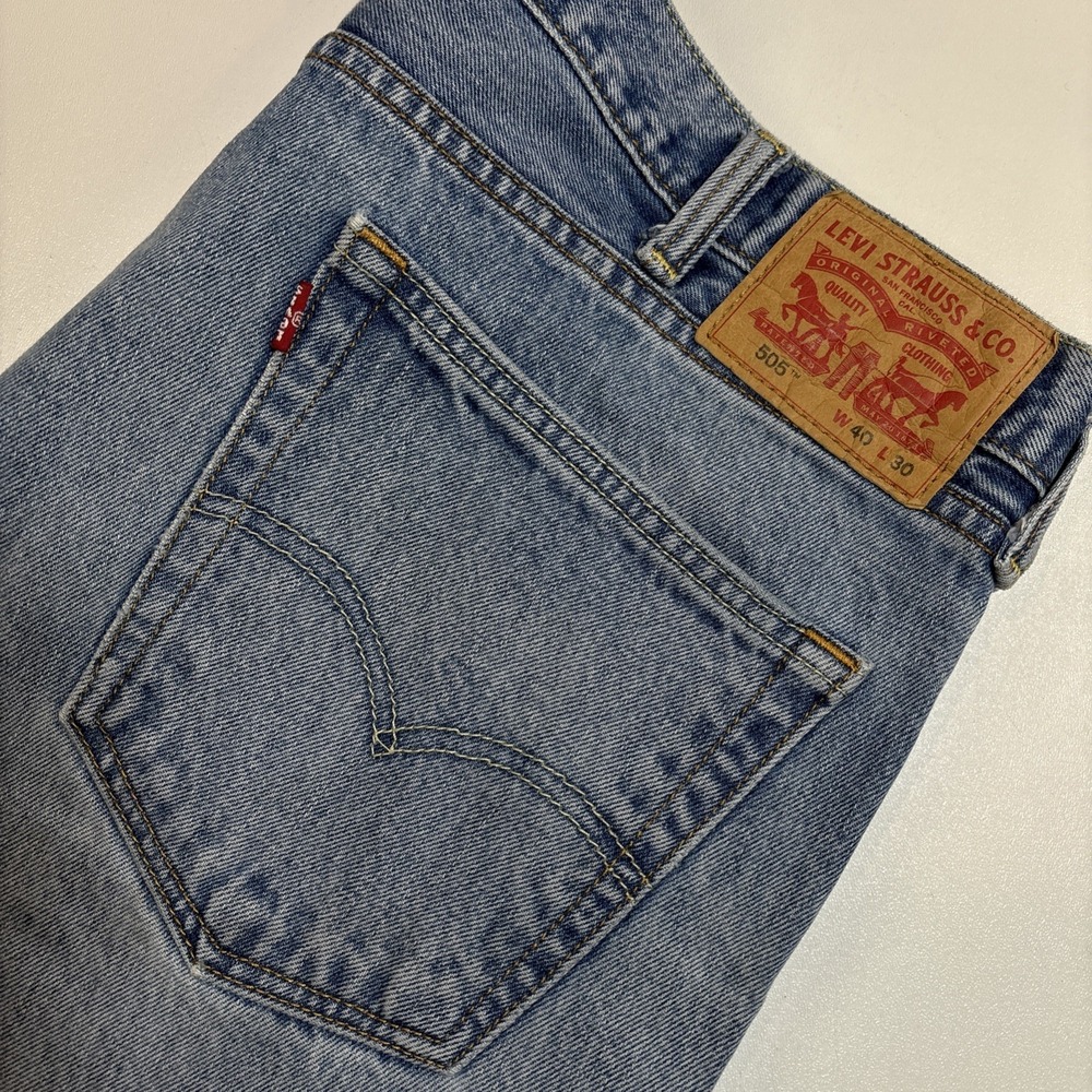Levi's 505 Regular Straight‎ Denim Blue Jeans Men's Sz 40x30 100% Cotton Classic